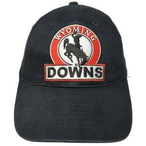 Monarch Baseball Cap Black OSFM Wyoming Downs Horse Racing Logo Strapback Hat